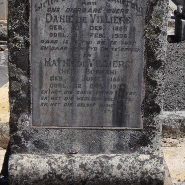 VILLIERS Danie, de 1885-1938 &amp; Maynie BOSMAN 1886-1936