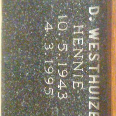 WESTHUIZEN Hennie, V.D. 1943-1995
