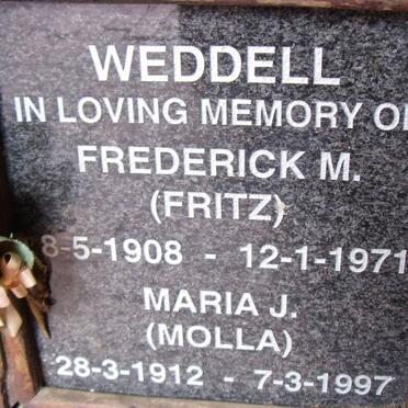 WEDDELL Frederick M. 1908-1971 & Maria J. 1912-1997