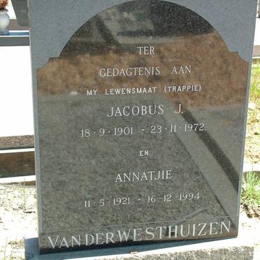 WESTHUIZEN Jacobus J., van der 1901-1972 & Annatjie 1921-1994