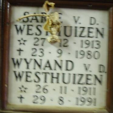 WESTHUIZEN Wynand, V.D. 1911-1991 & Sarie 1913-1980 