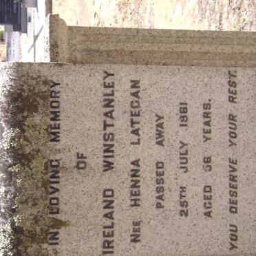 WINSTANLEY Ireland nee Henna LATEGAN -1961