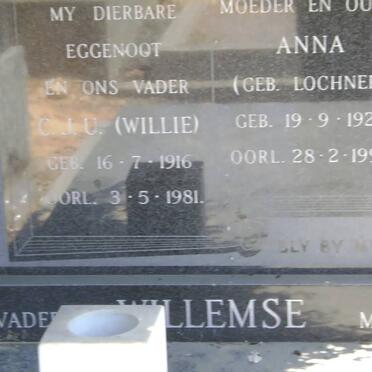 WILLEMSE C.J.U. 1916-1981 & Anna LOCHNER 1922-1994