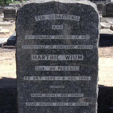 WIUM Marthie nee DU PLESSIS 1895-1946