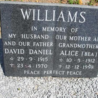 WILLIAMS David Daniel 1915-1970 & Alice 1912-1998