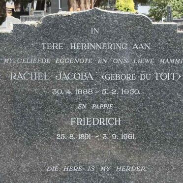 WILLE Friedrich 1891-1961 & Rachel Jacoba DU TOIT 1888-1950