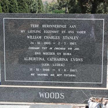 WOODS William Charles Stanley 1900-1967 & Albertina Catharina Lyons LUDEK 1906-1987
