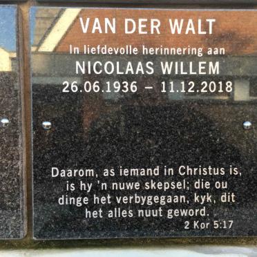 WALT Nicolaas Willem, van der 1936-2018