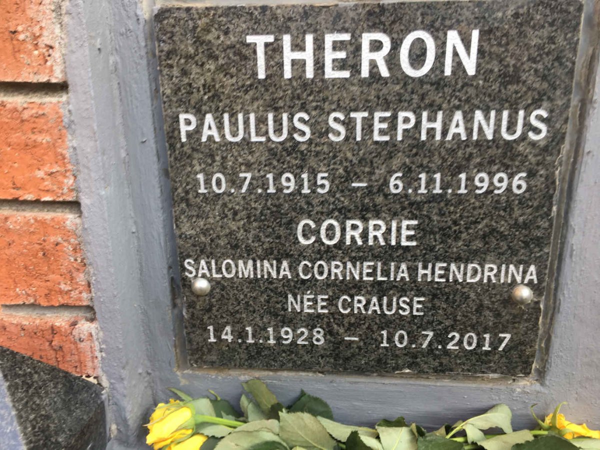 THERON Paulus Stephanus 1915-1996 &amp; Salomina Cornelia Hendrina CRAUSE 1928-2017