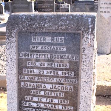 BOONZAIER Christoffel 1888-1942 &amp; Johanna Jacoba BESTER 1890-1963