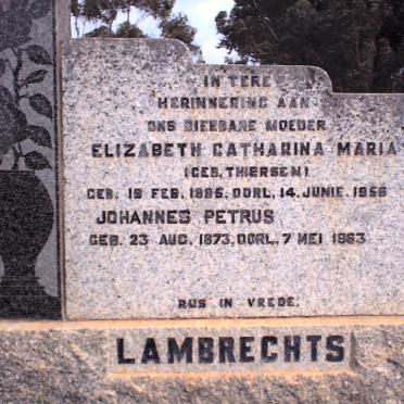 LAMBRECHT Johannes Petrus 1873-1863 &amp; Elizabeth Catharina Maria THIERSEN 1885-1956