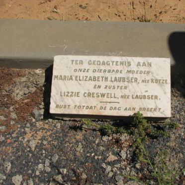 LAUBSER Maria Elizabeth nee Kotze :: CRESWELL Lizzie nee LAUBSER 