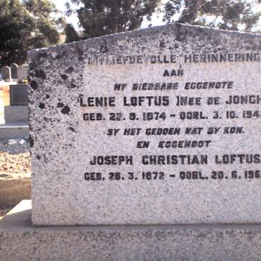 LOFTUS Joseph Christiaan 1872-1963 &amp; Lenie DE JONGH 1874-1947