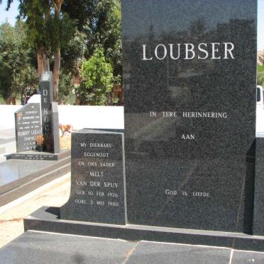 LOUBSER Melt Van Der Spuy 1926-1980