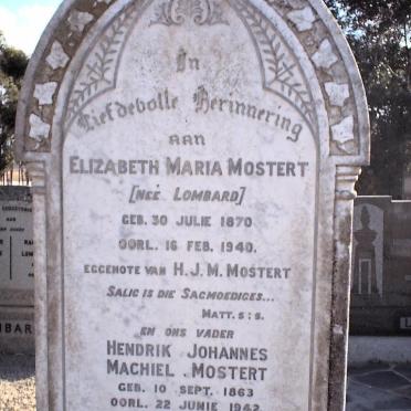 MOSTERT Hendrik Johannes Machiel 1863-1942 &amp; Elizabeth Maria LOMBARD 1870-1940