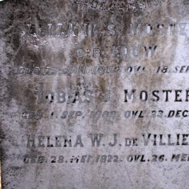 MOSTERT Eliza W.S. nee LOUW 1859-1923 :: MOSTERT Tobias 1888-1888 :: DE VILLERS Helena A.W.J. 1822-1891