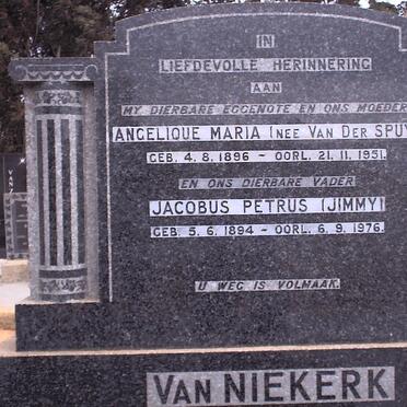 NIEKERK Jacobus Petrus, van 1894-1976 &amp;  Angelique Maria VAN DER SPUY 1896-1951