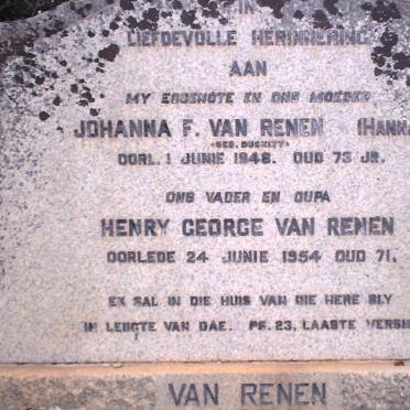 RENEN Henry George, van -1954 &amp; Johanna F. DUCKITT -1948