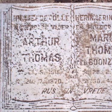 THOMAS Arthur 1915-1970 &amp; Maria BOONZAAIER 1926-1983