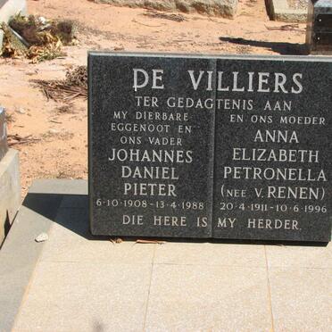 VILLIERS Johannes Daniel Pieter, de 1908-1988 &amp; Anna Elizabeth Petronella VAN RENEN 1911-1996