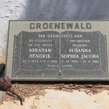 GROENEWALD Abraham Hendrik 1924-1989 &amp; Susanna Sophia Jacoba 1932-2005