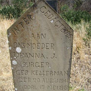 BURGER Johanna J. nee KELLERMAN 1841-1918
