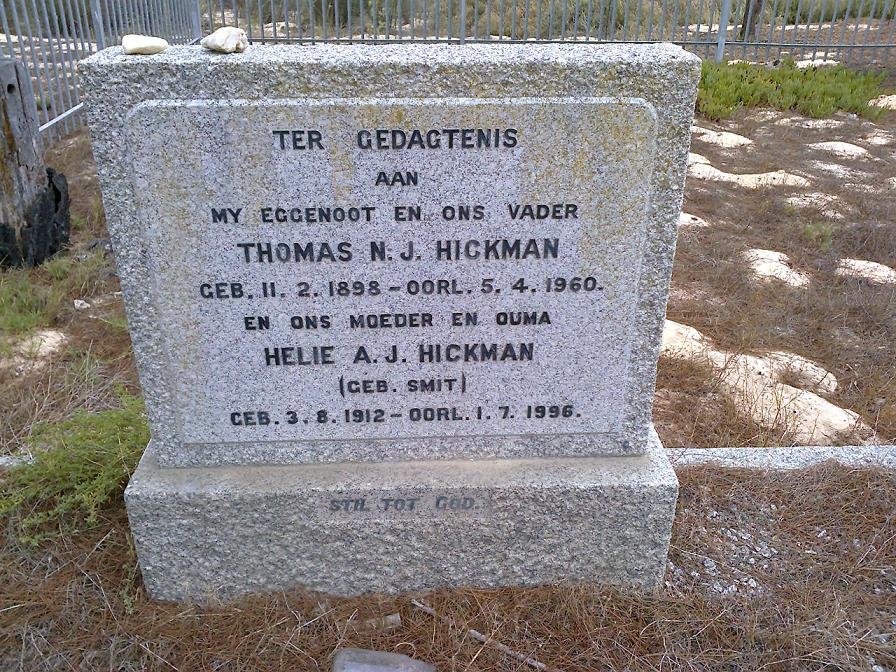 HICKMAN Thomas N.J. 1898-1960 & Helie A.J. SMIT 1912-1996