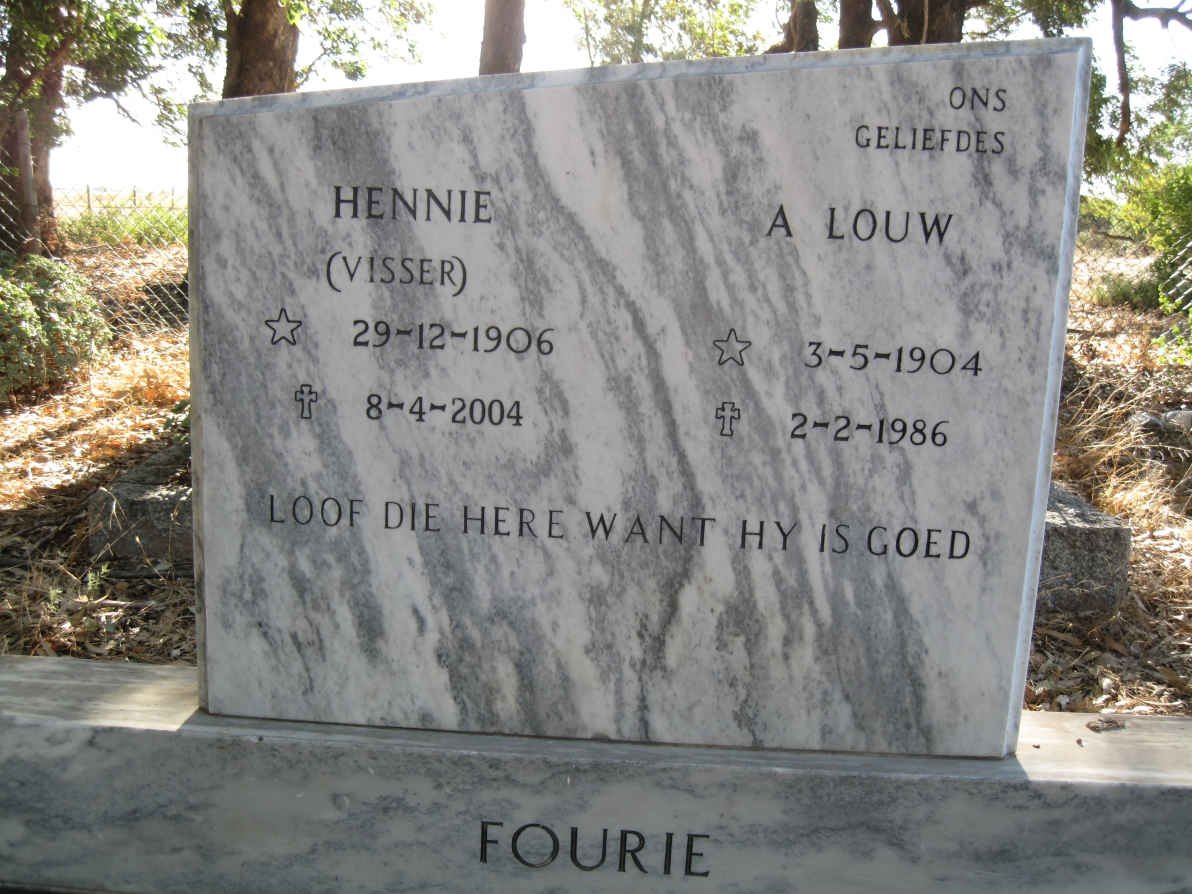 FOURIE A. Louw 1904-1986 & Hennie VISSER 1906-2004