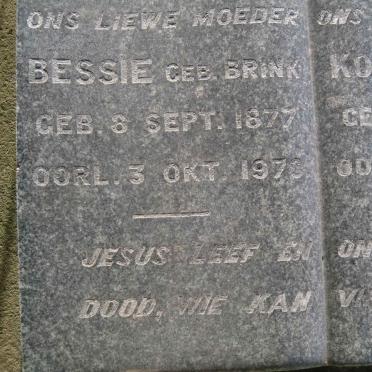 VISSER Bessie nee BRINK 1877-1973
