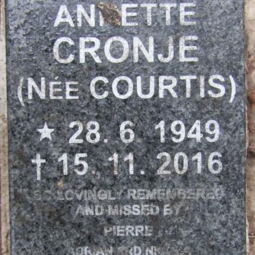 CRONJE Evelyn Annette nee COURTIS 1949-2016