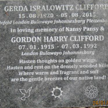 CLIFFORD Gordon Harry 1915-1992 &amp; Gerda Isralowitz 1920-2015