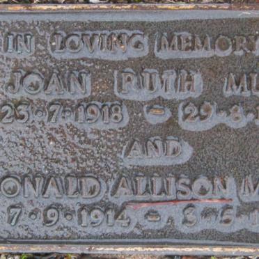 MUDD Ronald Allison 1914-1999 &amp; Joan Ruth 1918-1996