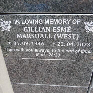 MARSHALL Gillian Esme nee WEST 1946-2023
