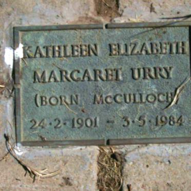 URRY Kathleen Elizabeth Margaret nee McCULLOCH 1901-1984