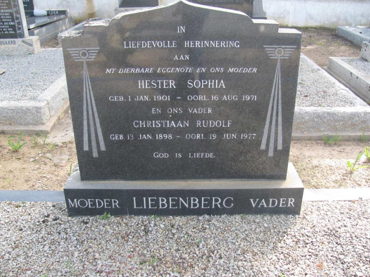 LIEBENBERG Christiaan Rudolf 1898-1977 & Hester Sophia 1901-1971