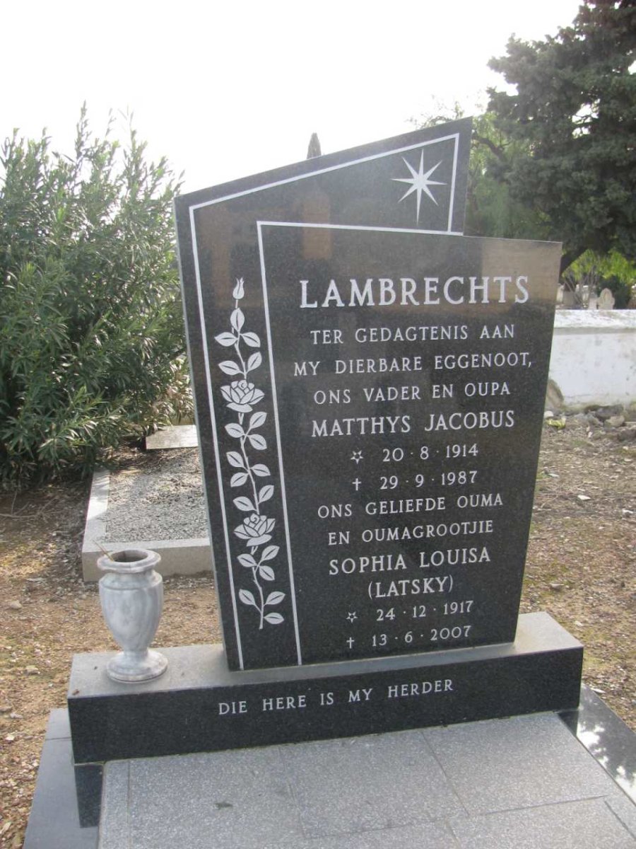 LAMBRECHTS Matthys Jacobus 1914-1987 & Sophia Louisa LATSKY 1917-2007
