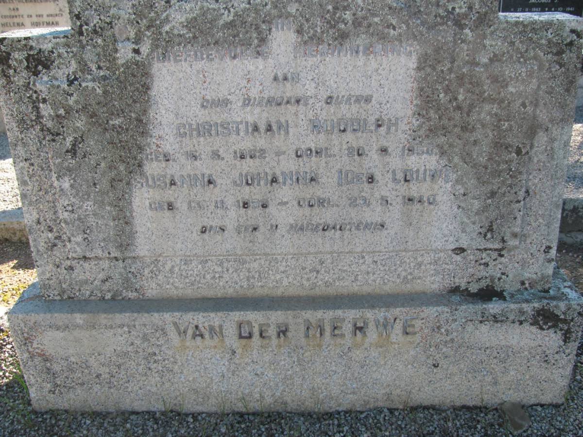 MERWE Christiaan Rudolph, van der 1862-1950 & Susanna Johanna LOUW 1858-1940