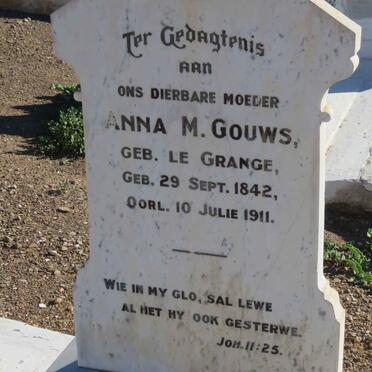GOUWS Anna M. nee LE GRANGE 1842-1911
