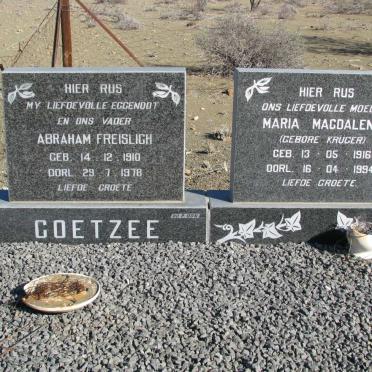 COETZEE Abraham Freislich 1910-1978 &amp; Maria Magdalena KRUGER 1916-1994