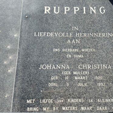 RUPPING Johanna Christina nee MULLER 1920-1992