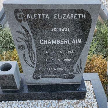 CHAMBERLAIN Aletta Elizabeth nee GOUWS 1912-1992