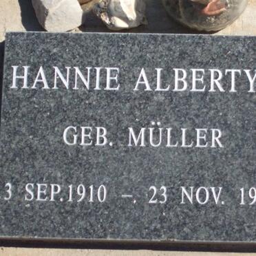 ALBERTYN Hannie nee MULLER 1910-1996