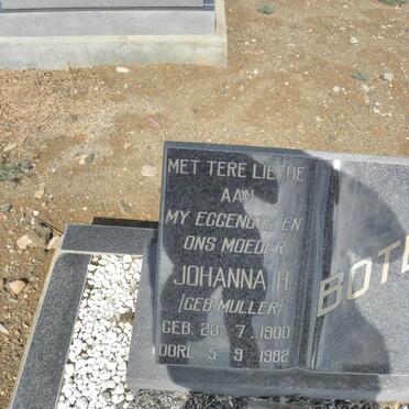 BOTES Johanna H. nee MULLER 1900-1982