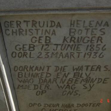 BOTES Gertruida Helena Christina nee KRUGER 1856-1936