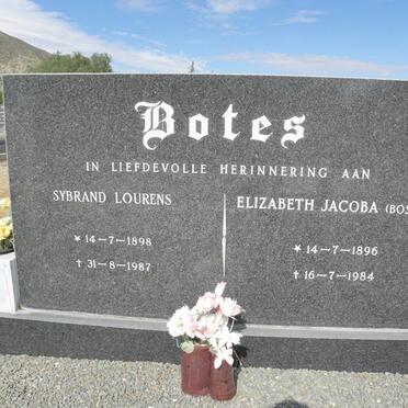BOTES Sybrand Lourens 1898-1987 &amp; Elizabeth Jacoba BOSMAN 1896-1984