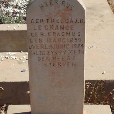 GRANGE Gertreuda J.B., le nee ERASMUS 1859-1924