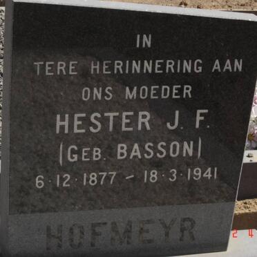 HOFMEYR Hester J.F. nee BASSON 1877-1941