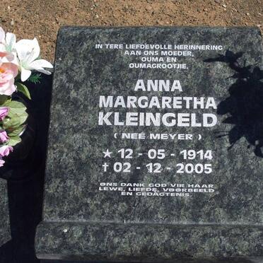 KLEINGELD Anna Margaretha nee MEYER 1914-2005