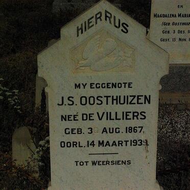 OOSTHUIZEN J.S. nee DE VILLIERS 1867-1939