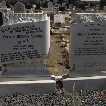 WIT Fredrik Hendrik Andrina, de 1870-1936 &amp; Dirkie Cathrina TERBLANSCHE 1874-1941